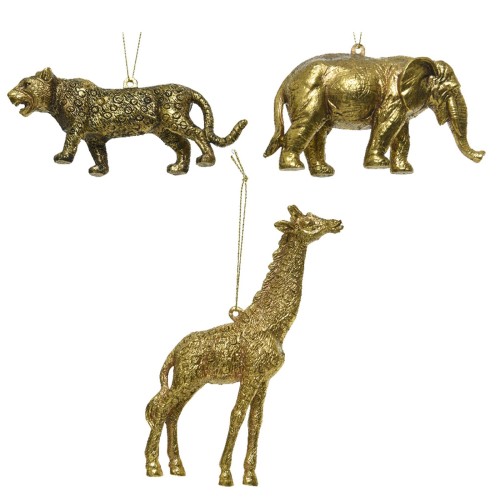 Dekohänger -Afrika- 3er-Set Plastik 12cm gold