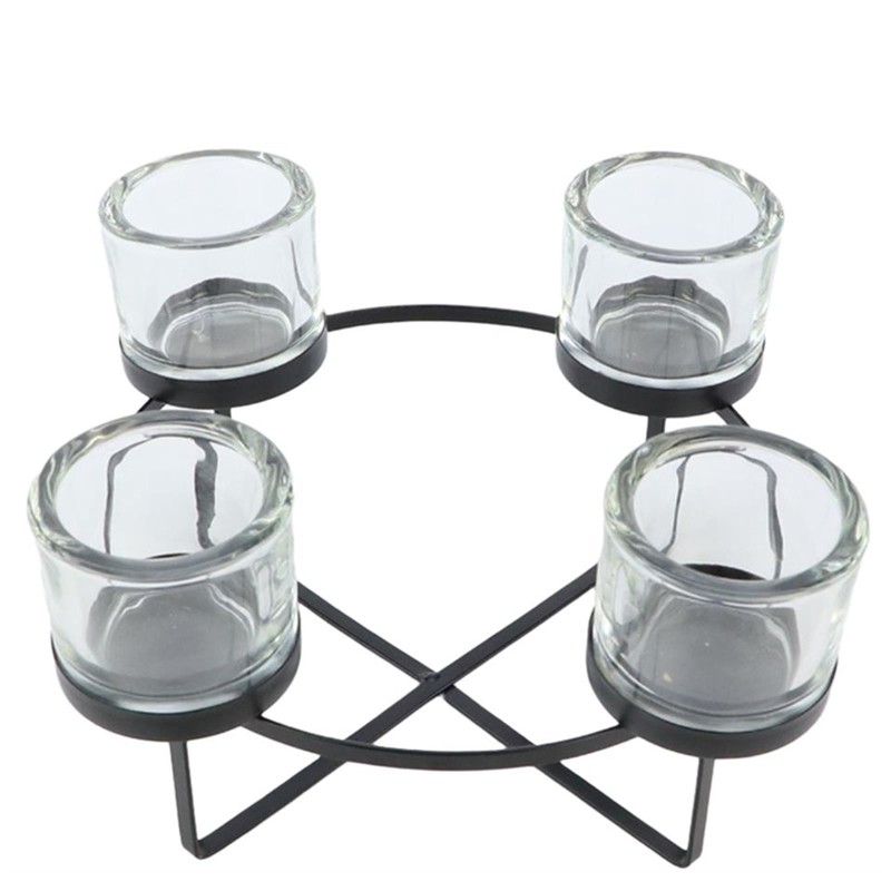 Metall-Glas schwarz Kerzenhalter -Sala- 15x21cm € Weihnachtsdeko, 9,99