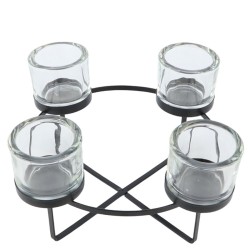 Kerzenhalter -Sala- Metall-Glas 15x21cm schwarz