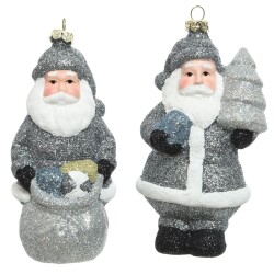 Baumkugel -Santa- 2ass Plastik 13cm silber