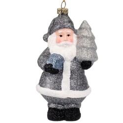 Baumkugel -Santa- 2ass Plastik 13cm silber