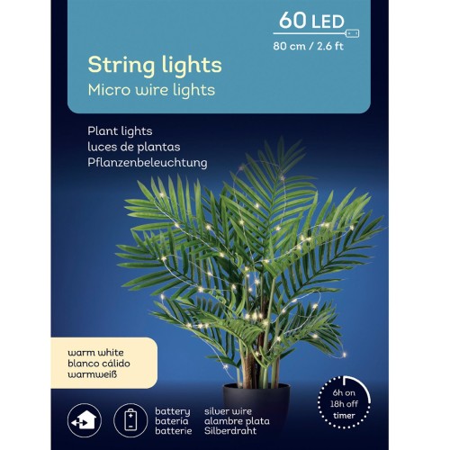 Lichterstrang -Plants Stars- 60-LED Batterie-Timer 80cm