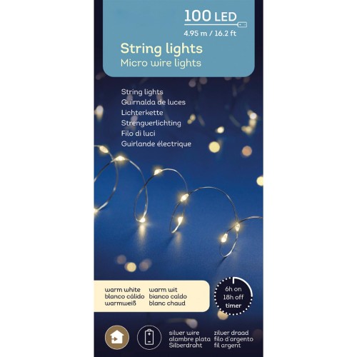 Lichterkette Micro 100-LED Batterie-Timer 495cm warmweiss