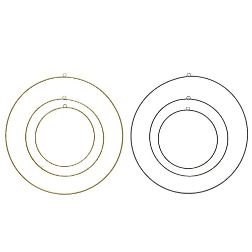 Ring 3er-Set 15-20-30cm Metall schwarz-gold