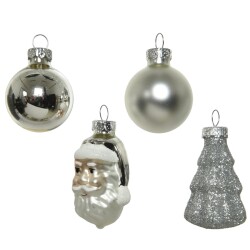 Baumkugel -Mix- 9er-Set Glas 6cm silber
