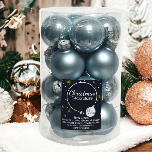 Baumkugel -Classic- 16er-Set Glas 3cm blau Weihnachtsdeko Baumschmuck, 3,99 €