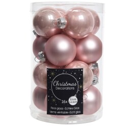 Baumkugel -Classic- 16er-Set Glas 3cm rosa