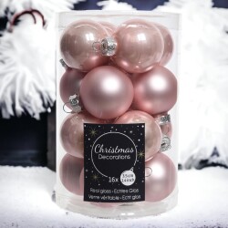 Baumkugel -Classic- 16er-Set Glas 3cm rosa