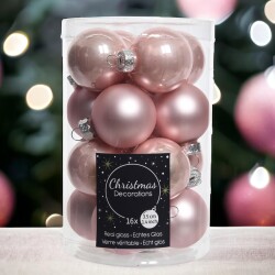 Baumkugel -Classic- 16er-Set Glas 3cm rosa