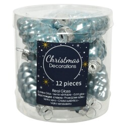 Baumkugel -Zapfen- 12er-Set Glas 6cm blau