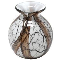 Vase -Marmi- Glas 15x13cm braun-weiss