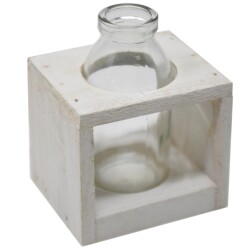 Vase -Tablere- Holz-Glas 8cm natur