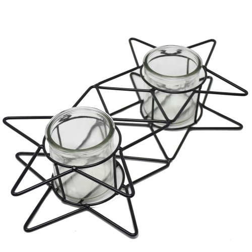 Teelichthalter -Nova- Metall-Glas 38cm schwarz