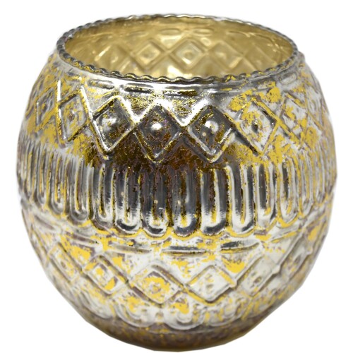Windlicht -Rolly- Glas 11x15cm gold