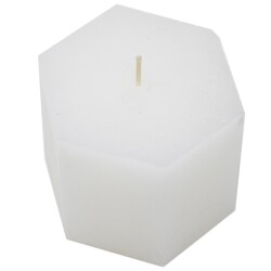 Kerze -Rustic Hexagonal- 8x10cm weiss