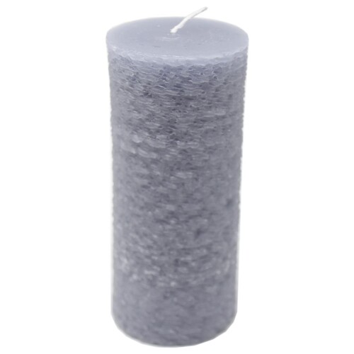 Kerze -Rustic Cylinder- 14x6cm hellgrau