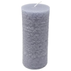 Kerze -Rustic Cylinder- 14x6cm hellgrau