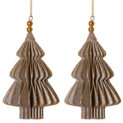 Baumschmuck Ornary 2er-Set Papier 8x17cm grau-gold