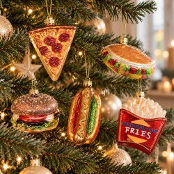Baumkugel Fast Food 5er-Set Glas 7-10cm bunt
