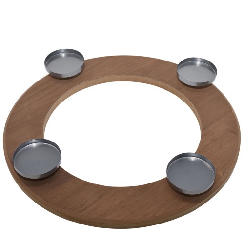 Kerzenhalter -Circle- Holz-Metall 40x40cm braun-silber