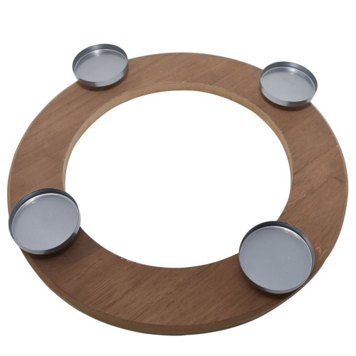 Kerzenhalter -Circle- Holz-Metall 40x40cm braun-silber
