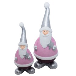Weihnachtsmann -Larry- Deko-Figur 22cm rosa-blueberry