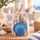 Muscheln im Beutel Deko-Set 12x11cm natur-blau