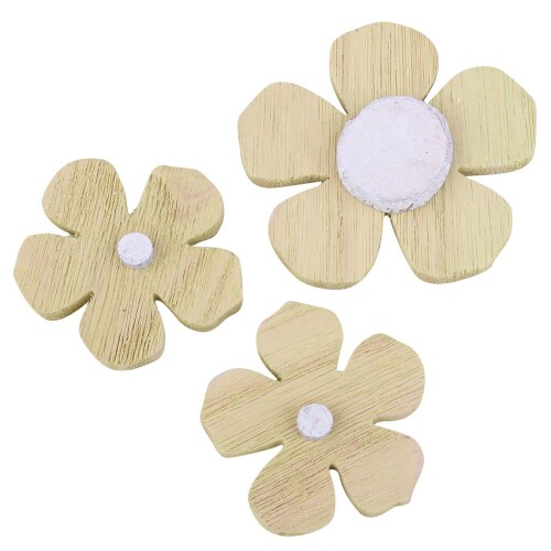 Streudeko -Blume- 3er-Set Holz 8cm grün