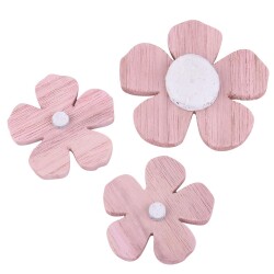 Streudeko -Blume- 3er-Set Holz 8cm rosa