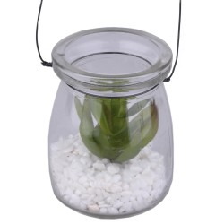 Kunstpflanze -Sukkulente Glashänger- 7x5cm grün
