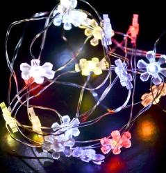Lichterkette Micro Blume 10-LED Batterie 1m bunt