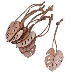Blatt 8er-Set Deko-Anhänger Holz 5x4cm natur