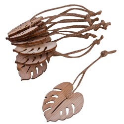 Blatt 8er-Set Deko-Anhänger Holz 5x4cm natur