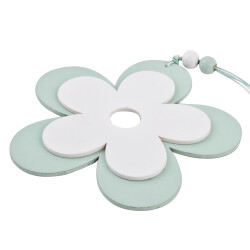Blume -Cosy- Holz 13cm mint-weiss