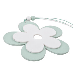 Blume -Cosy- Holz 13cm mint-weiss