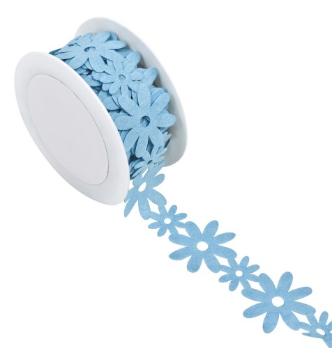 Filzband Blumen Design 5m blau