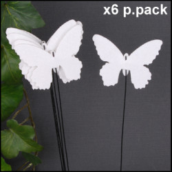 Stecker Schmetterling (Inh:6 Stk) Paplast weiss 6-26cm