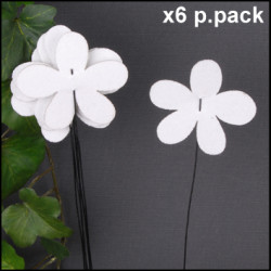 Stecker Blume (Inh:6 Stk) Paplast weiss 6-26cm
