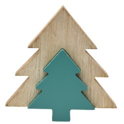 Tanne 2er Deko Holz 13x13cm natur-grün