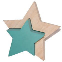 Sterne 2er-Set Deko Holz 13x13cm natur-grün