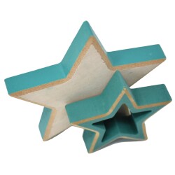 Sterne 2er-Set Deko Holz 8-12cm natur-grün