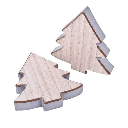 Tanne Deko Holz 12x11cm natur-silber