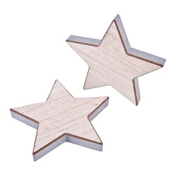 Stern Deko Holz 16x16cm natur-silber