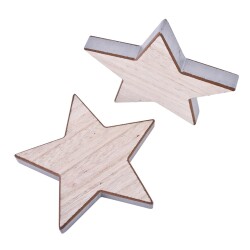 Stern Deko Holz 16x16cm natur-silber