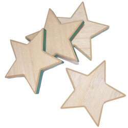 Stern Deko Holz 16x16cm natur-grün