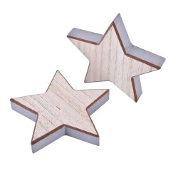 Stern Deko Holz 12x12cm natur-silber