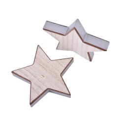 Stern Deko Holz 12x12cm natur-silber
