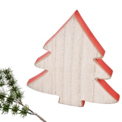 Tanne Deko Holz 16x15cm natur-rot