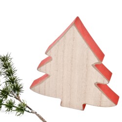 Tanne Deko Holz 12x11cm natur-rot