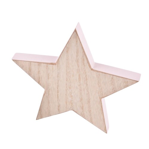 Stern Deko Holz 16x16cm natur-rosa